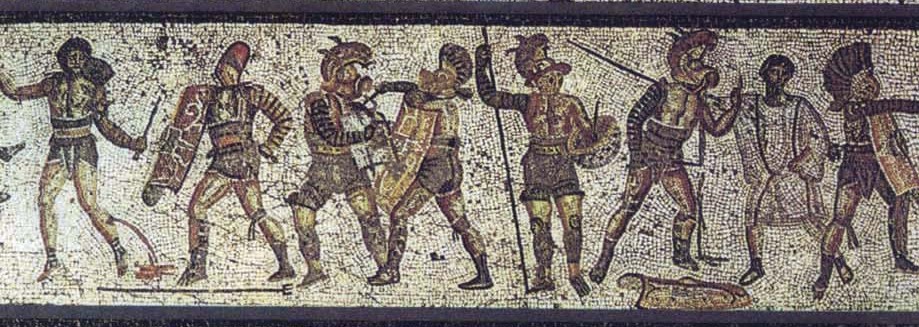 Mosaico pavimentale raffigurante alcuni tipi di spettacoli anfiteatrali