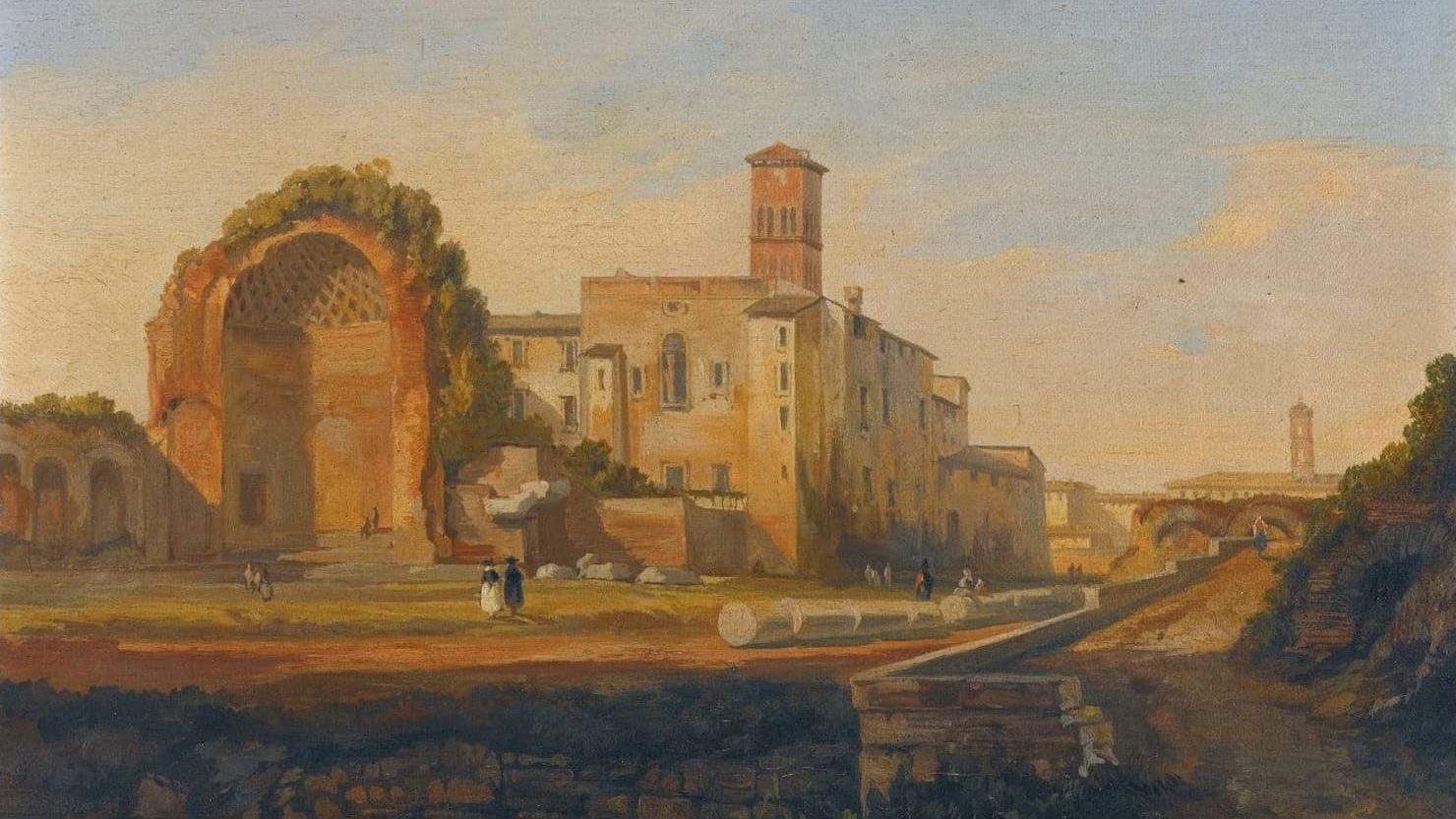 Veduta del Foro con Tempio di Venere, dipinto di Edward Lear